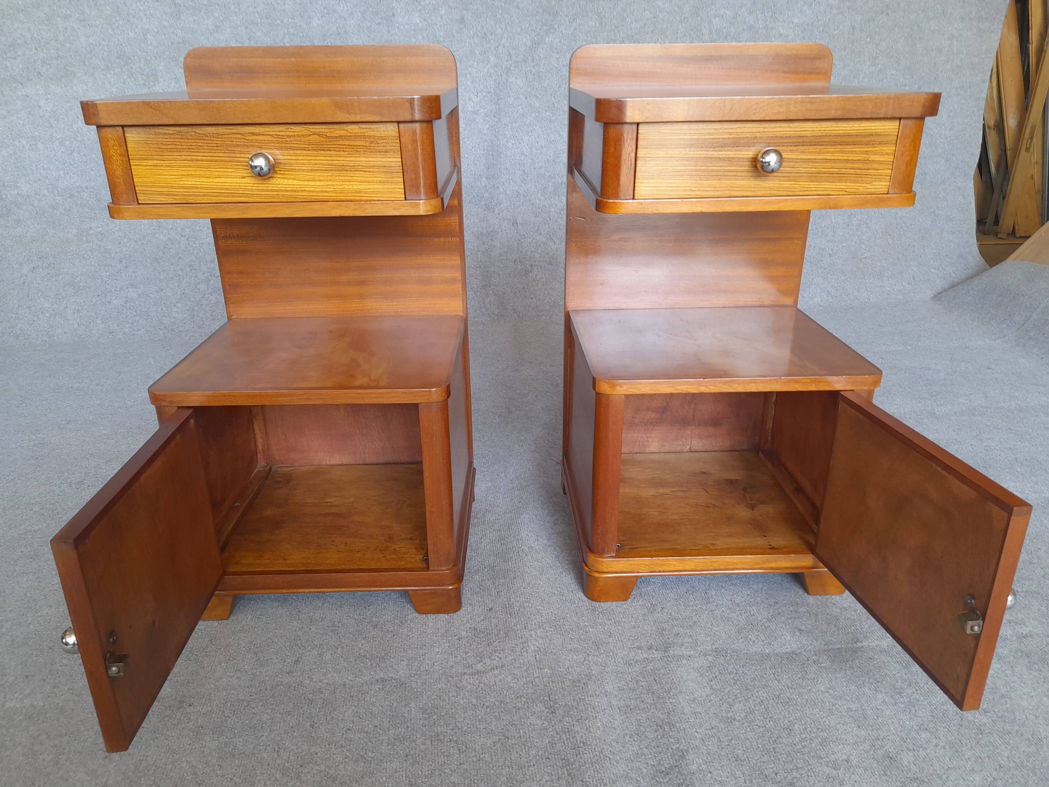 Art Deco bedside tables in pairs