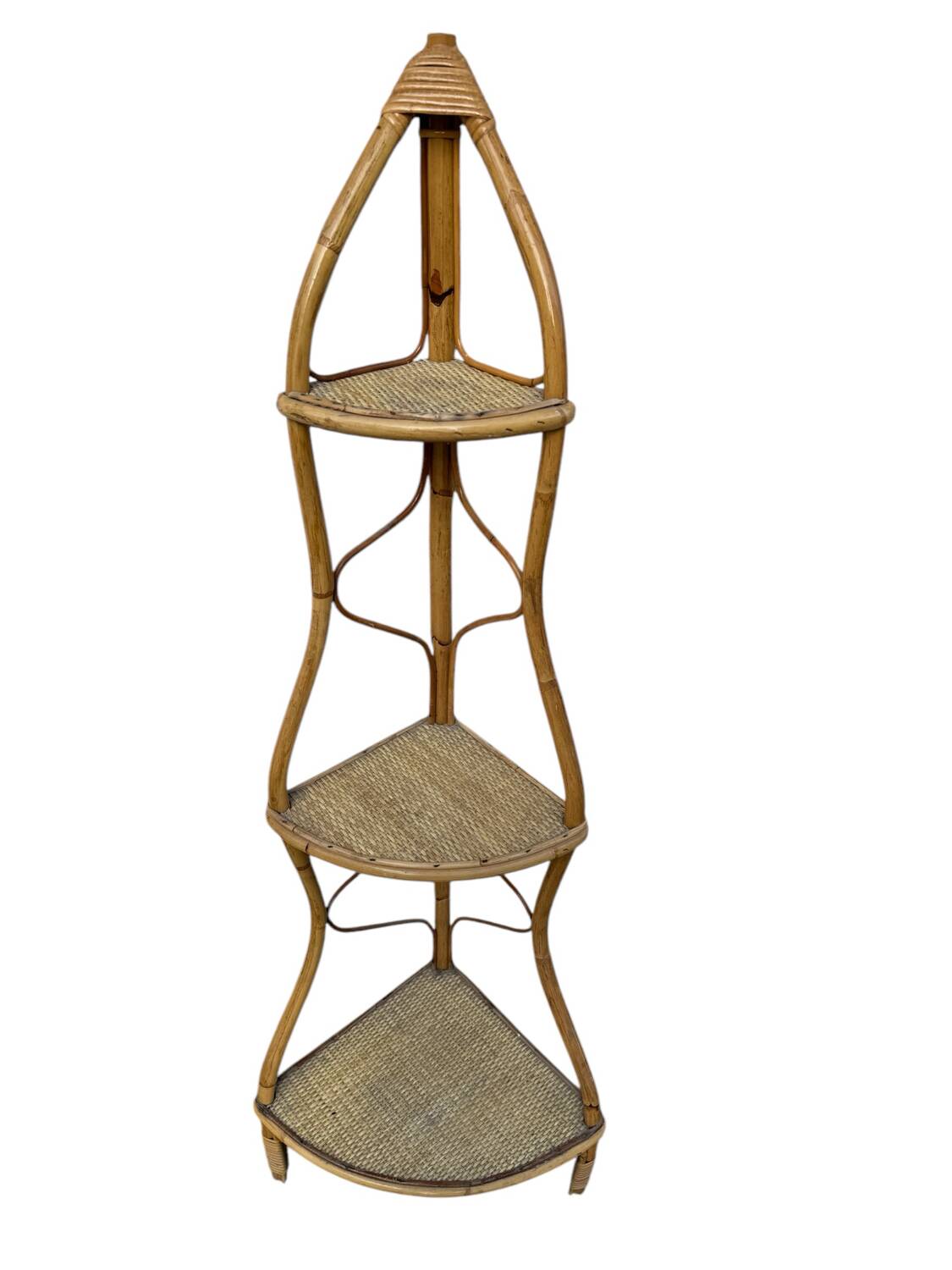 Rattan corner shelf from the 60s Italy