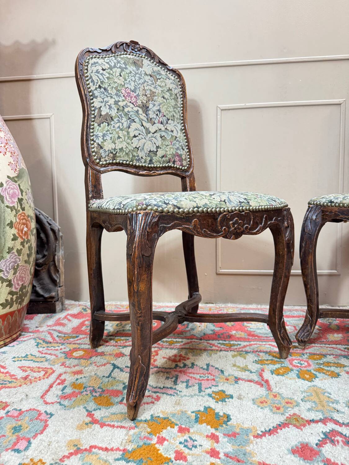 Armand henry pair of natural wood chairs stamped from the regency period