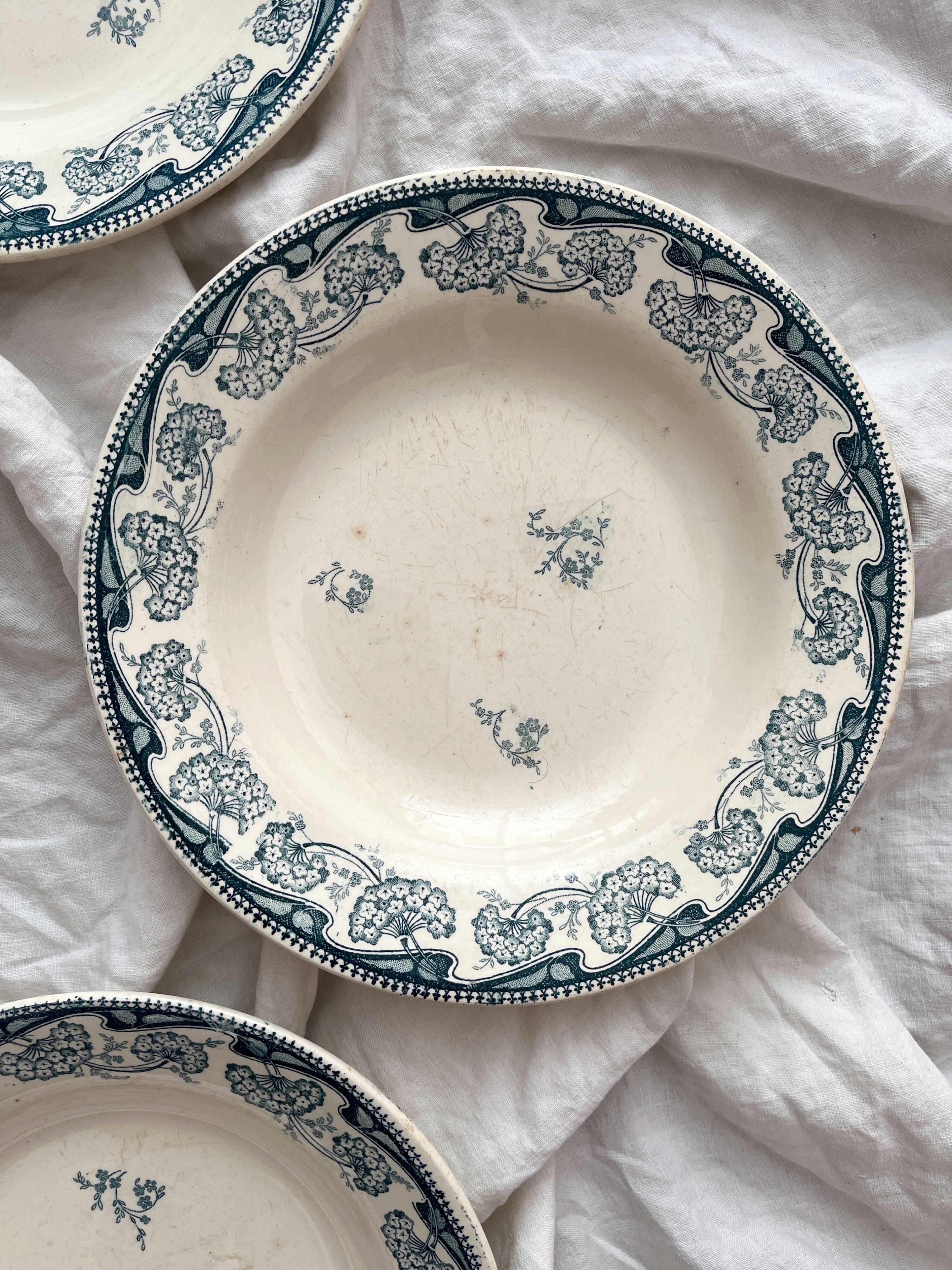 3 ironstone soup plates "Milan" Creil and Montereau