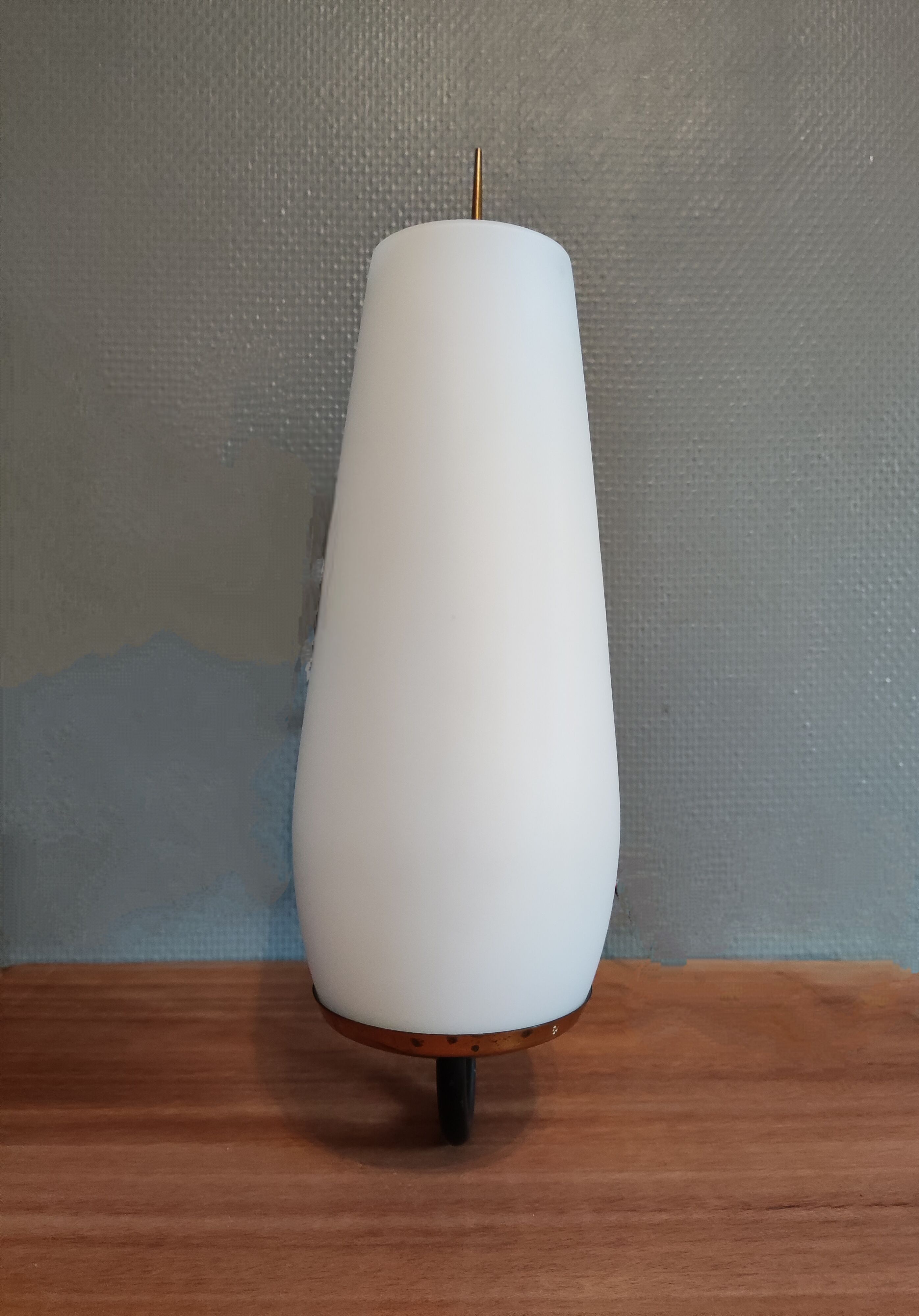 Brass and white opaline wall light