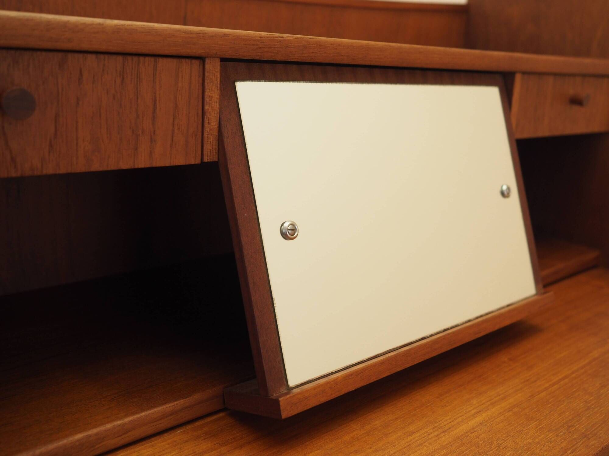 Bureau secrétaire en teck danois avec hutch, années 1970