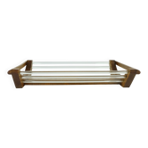 French geometric art déco fruit basket walnut and glass