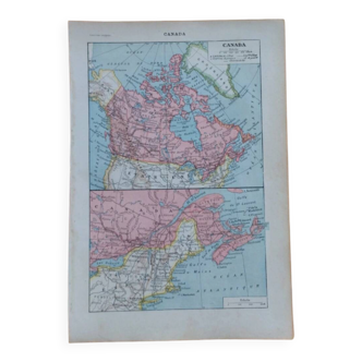Map poster Canada Larousse encyclopedia board