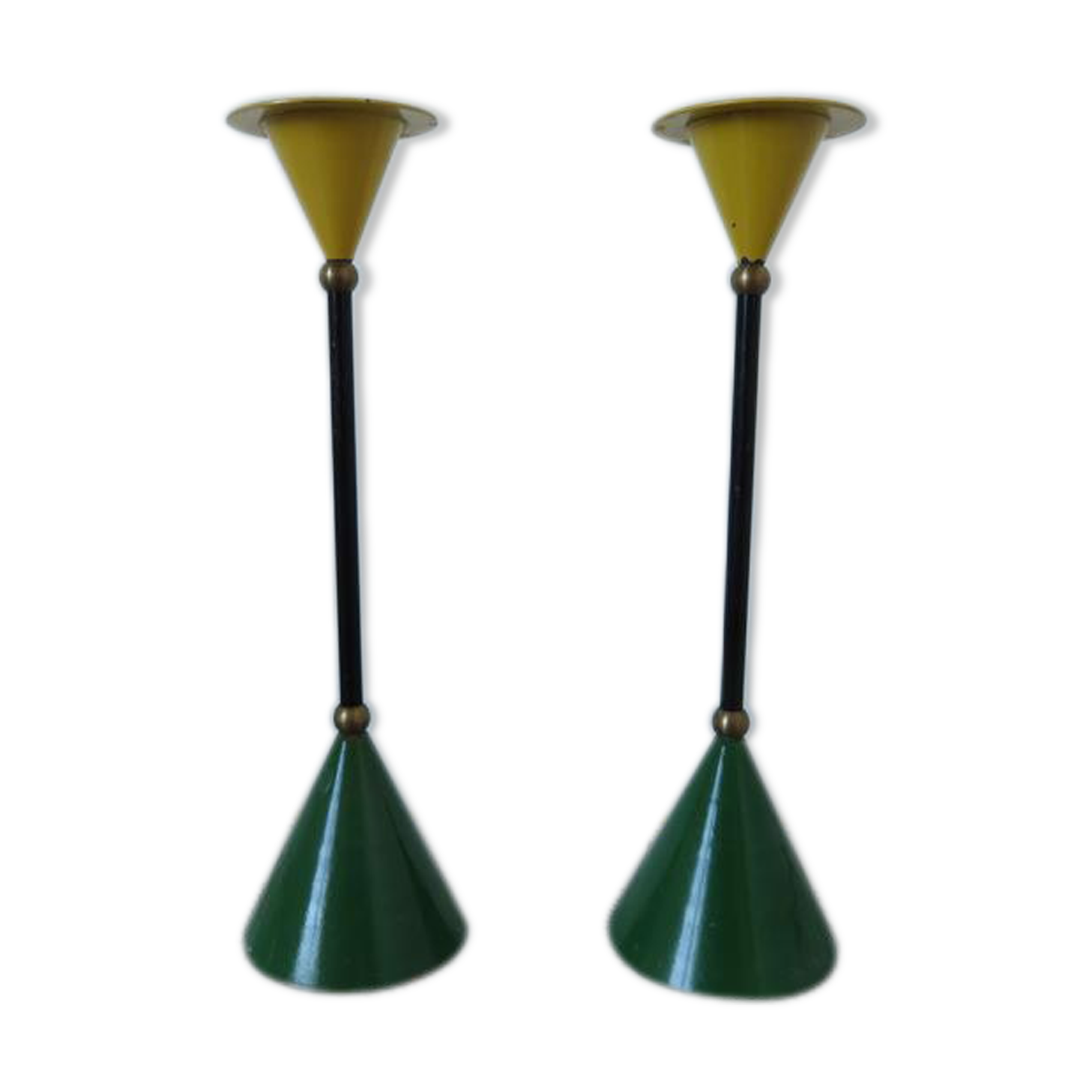 Pair of 80s Memphis era candlesticks
