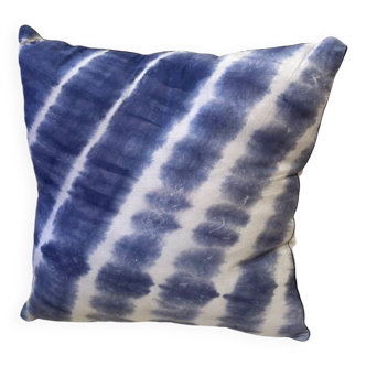 Housse de coussin blockprint indien bleu indigo