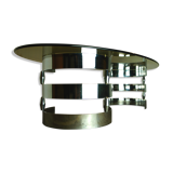 Chrome metal coffee table and 1970 smoked glass