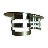 Chrome metal coffee table and 1970 smoked glass