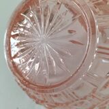 Duo of orange-pink pressed glass bowls