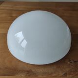 Large half-globe lampshade in white opaline.