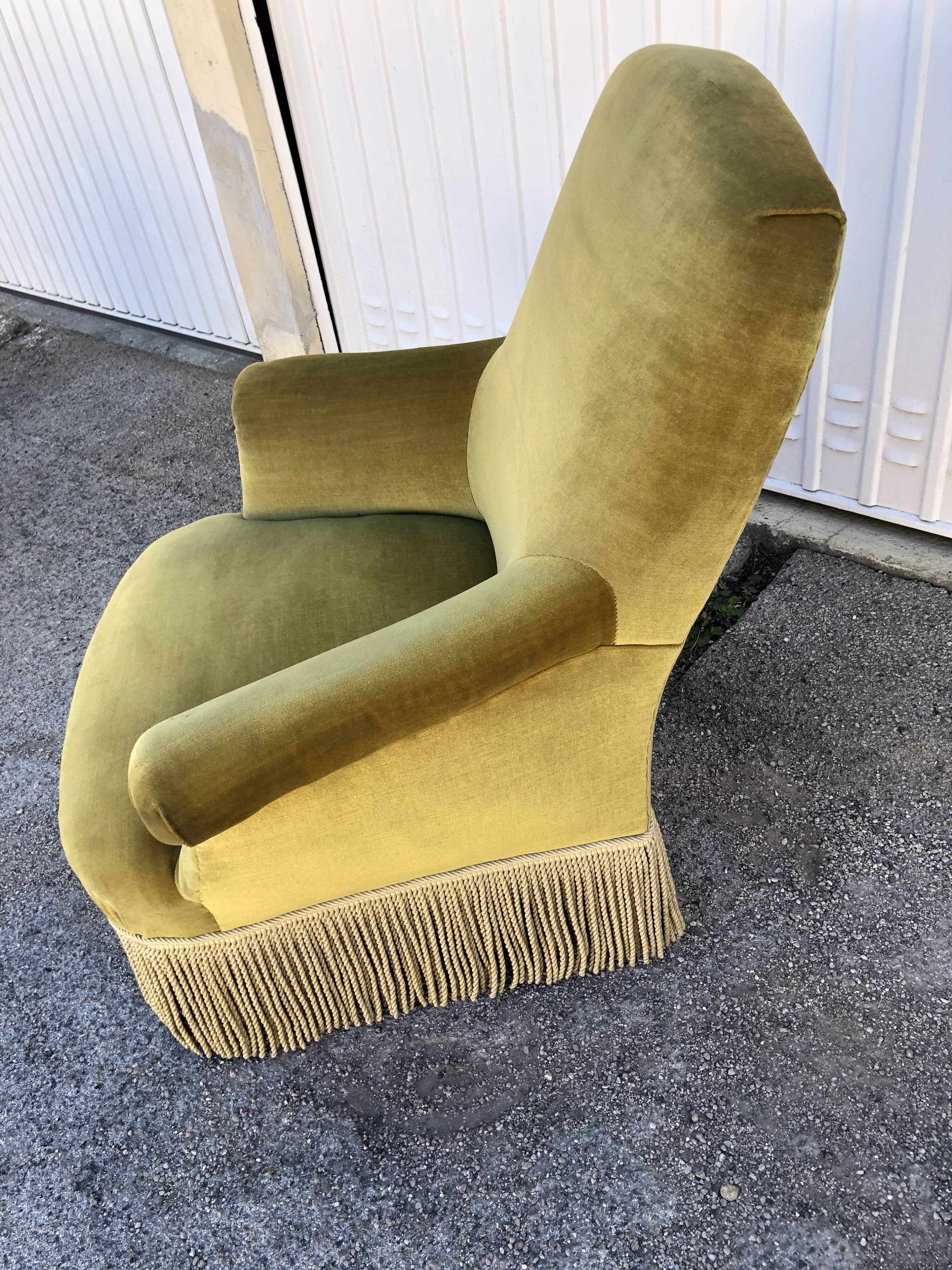 Vintage yellow/green velvet armchair