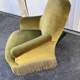 Vintage yellow/green velvet armchair