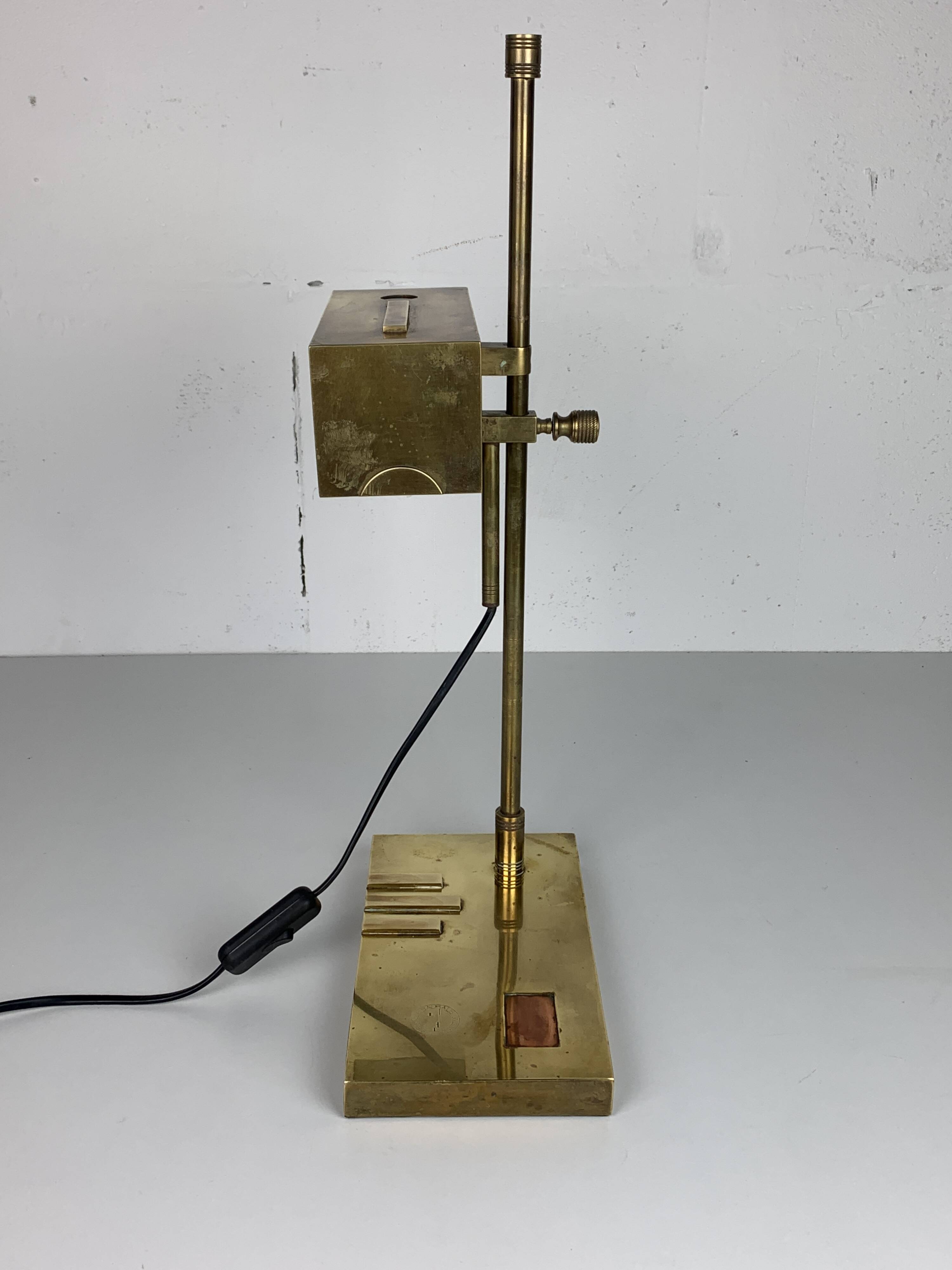 Brass Bauhaus Art Deco architectural Marcel Breuer style desk or table lamp
