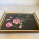 Tableau bouquet de fleurs peint sur velours signée