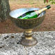 Ornate Floral Pedestal Champagne Cooler, brass ice bucket