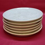 6 white oyster plates in Saint St Amand earthenware slip France