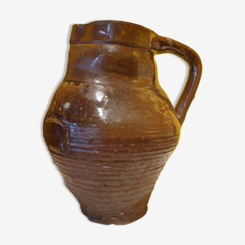 19th Century Glazed Terracotta Jug Pitcher