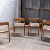 4x Niels Møller chair Model 75 in Oak, 1960s Denmark