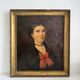 Peinture ancienne huile sur toile portrait femme noeud rouge fin 19eme