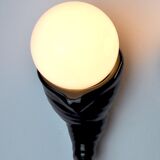Black ceramic snail and white opaline sconce, France, 1980