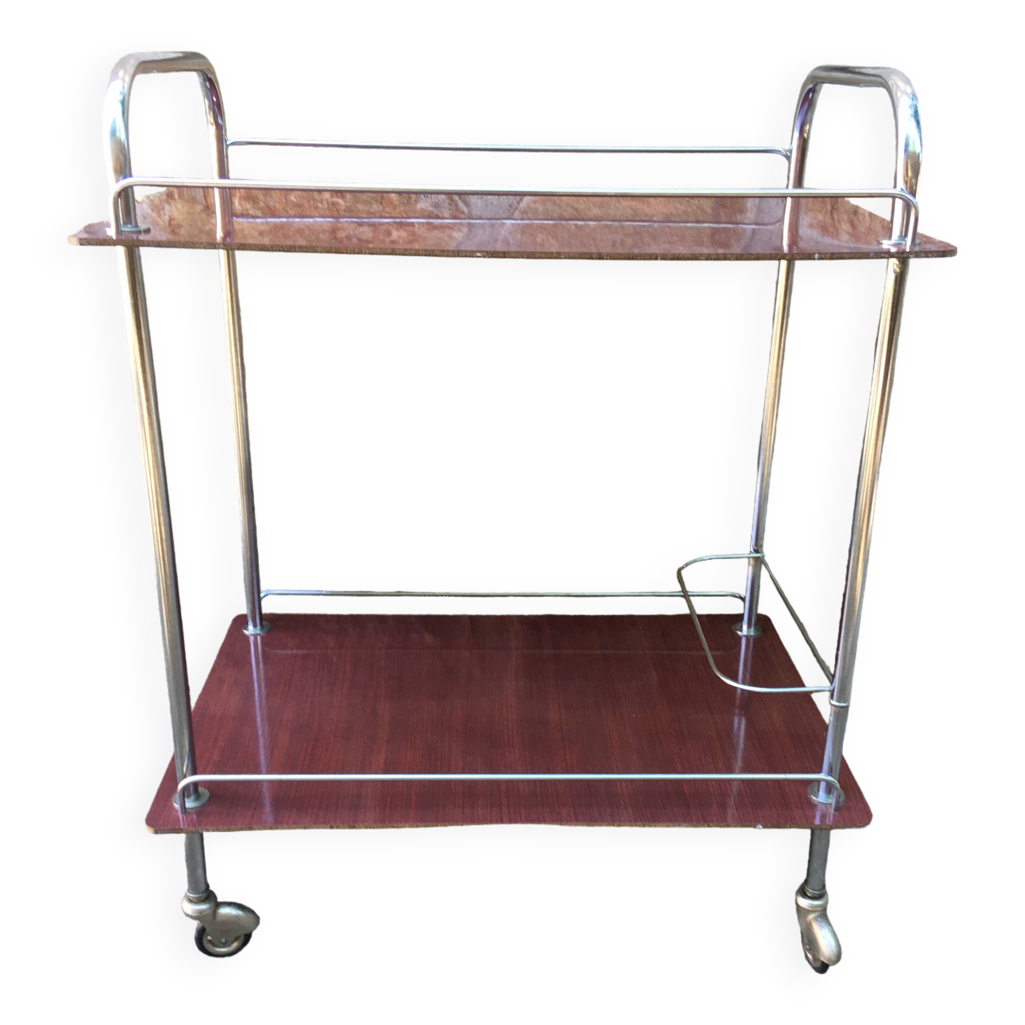 Steel and formica serving trolley