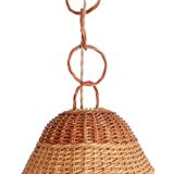 Rustic Mid-Century Wicker Pendant Lamp, Handwoven in Spain, c. 1960s