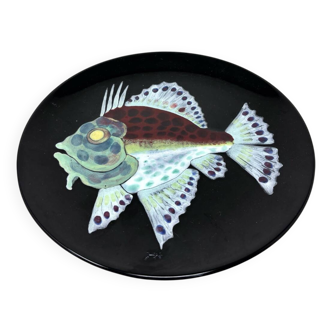 Ceramic plate with fish design from Louvain