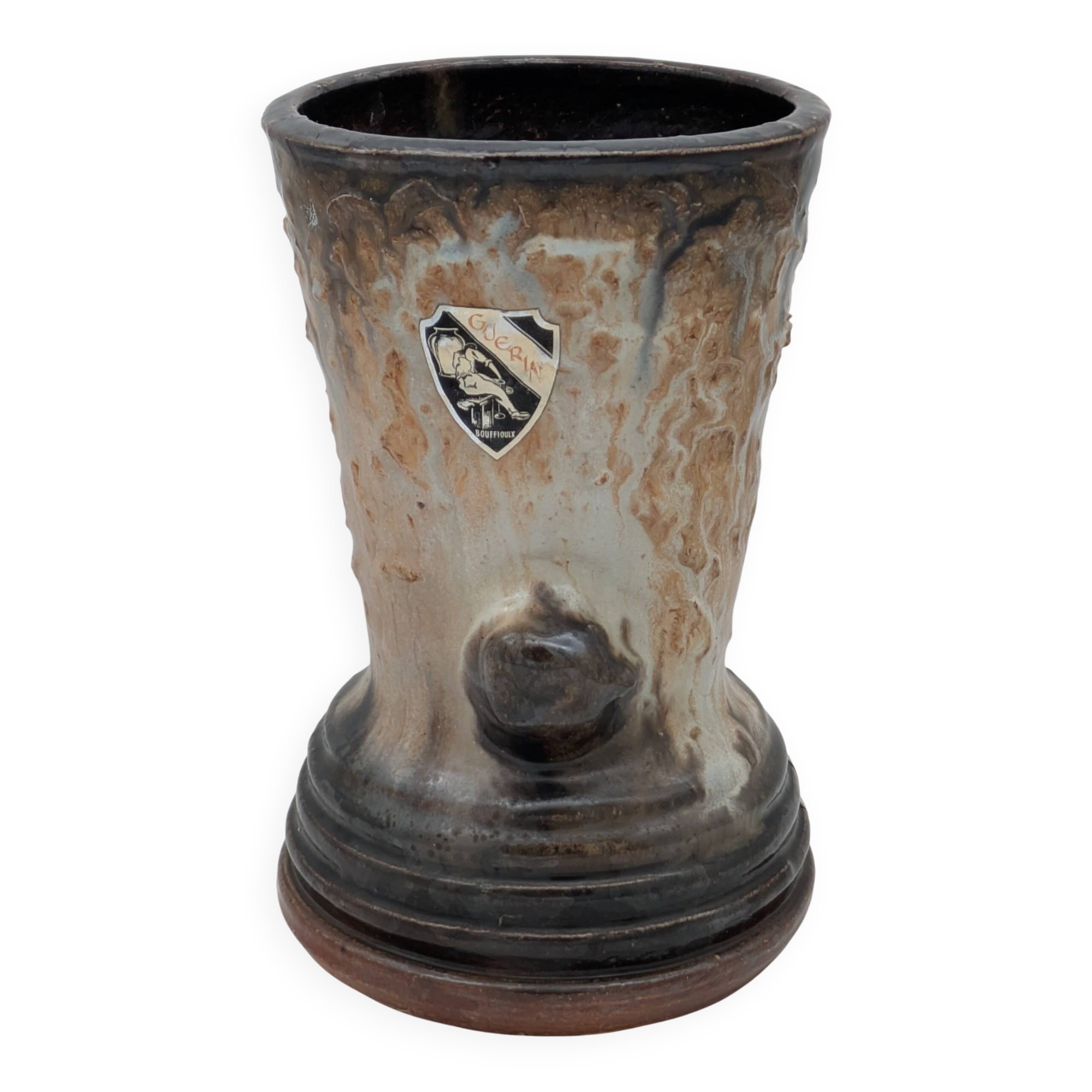 Roger Guérin (Bouffioulx) - Sculptural Vase Salt Glaze - Drip Decoration 1940