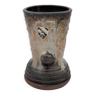 Roger Guérin (Bouffioulx) - Vase Sculptural Grès Salé - Décor Coulures 1940