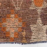 3x7 Brown Hot Pink Turkish Vintage Runner Rug, 92x227Cm