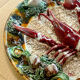 Vintage wall plate in ceramic majolica – Lobster decor in r