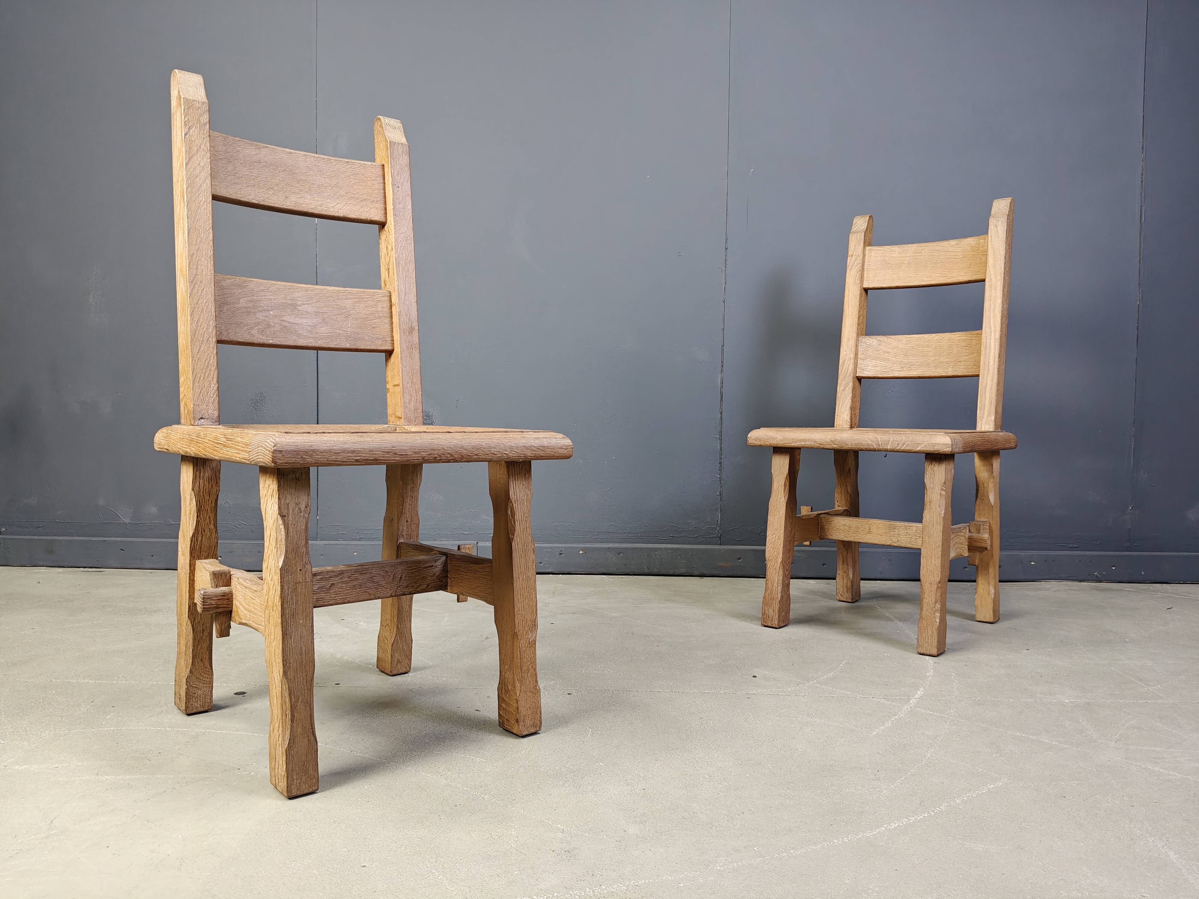 Vintage oak  brutalist dining chairs, 1960s