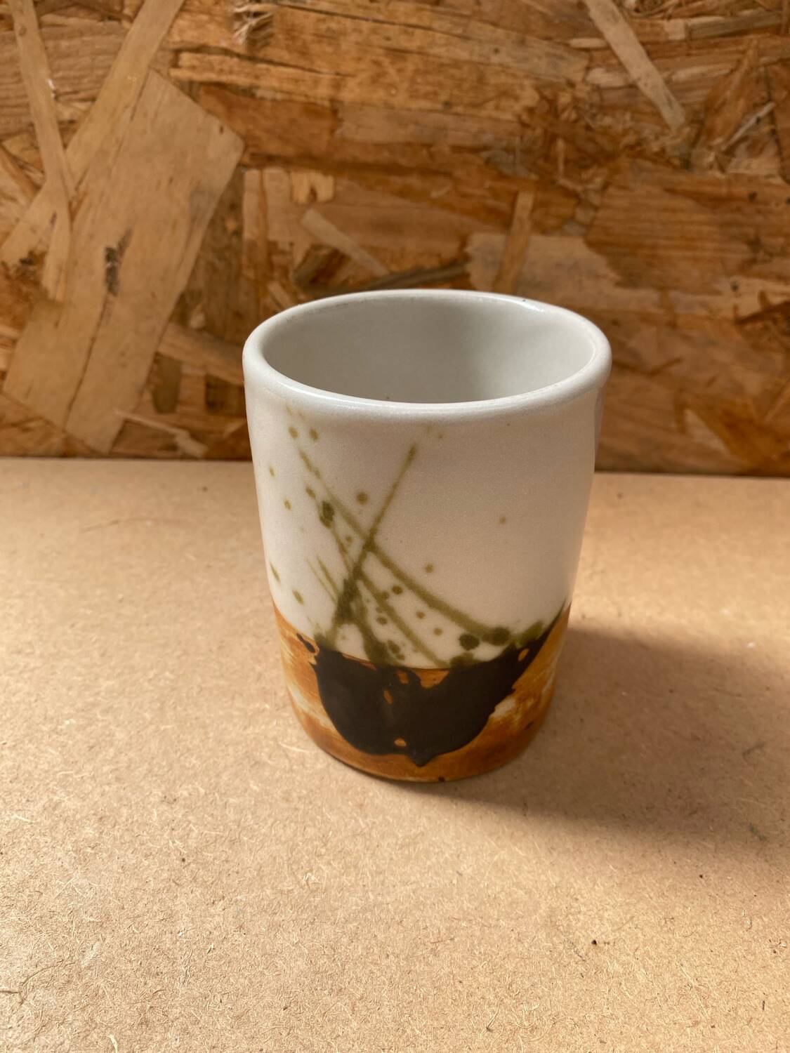 Antique Pot Cup Pottery Dove Stoneware Beige Brown Vintage