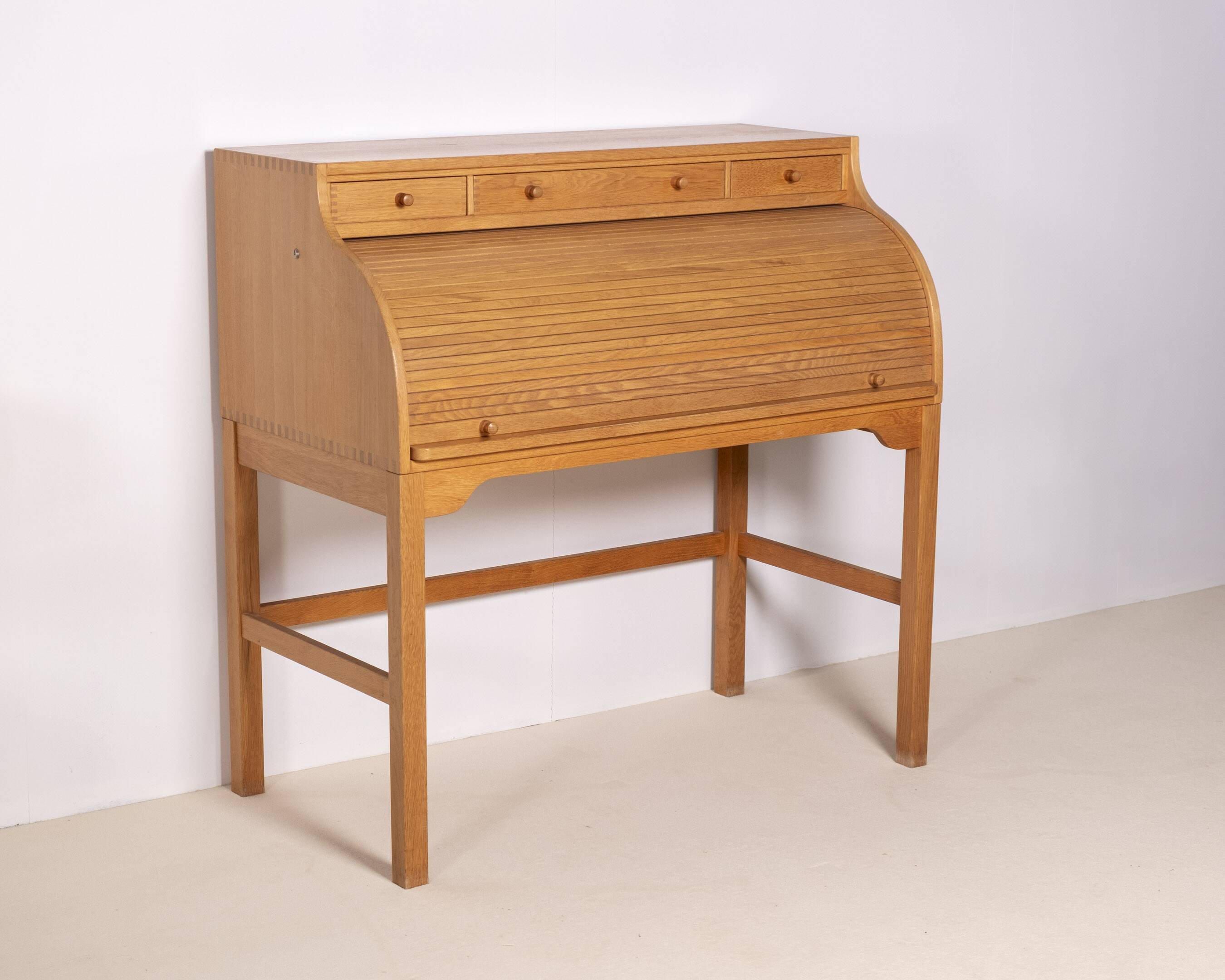 Andreas Hansen Roll Top Desk Secretary in Oak, 1970s Hadsten Traeindustri