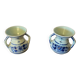 Pair of Antique DELFT White Porcelain Vases with Blue Decor Vintage