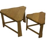 Vintage Scandinavian side tables made of solid wood circa 1970s
