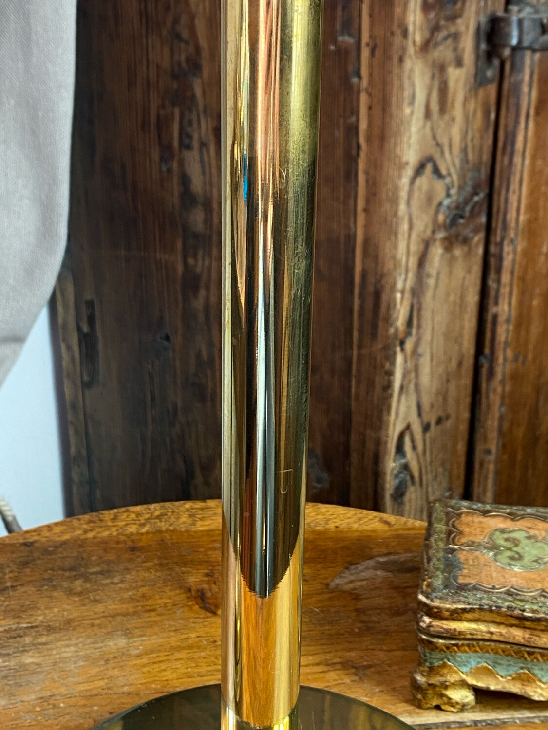 Brass lamp with pleated shade