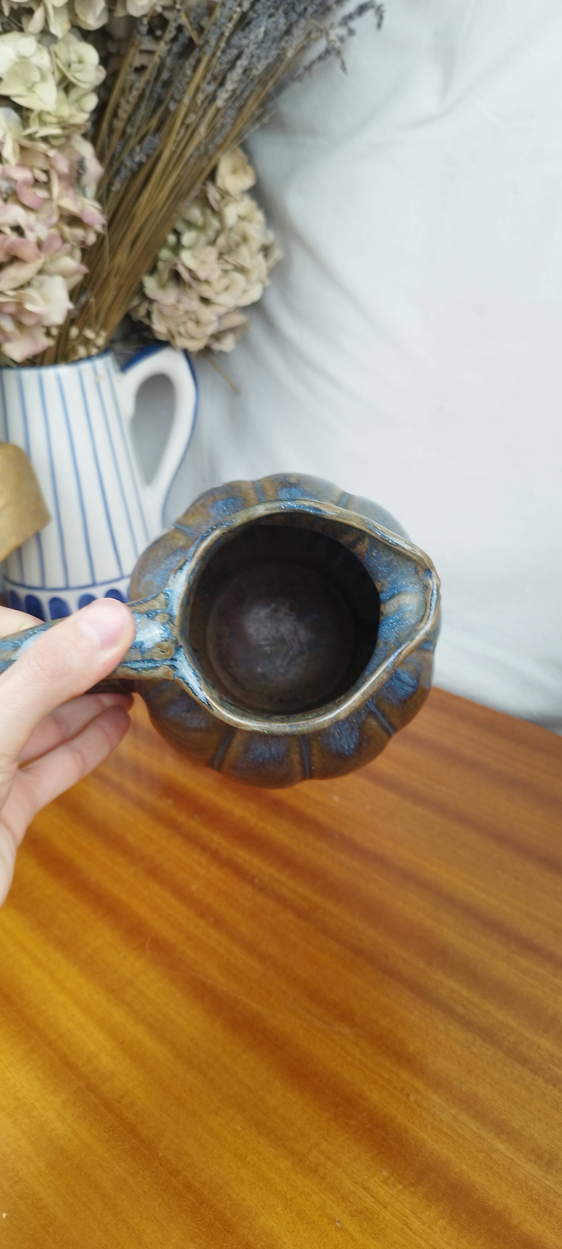 Stoneware Pitcher or Carafe in the Shape of a Pumpkin, Art Deco Period 1930s