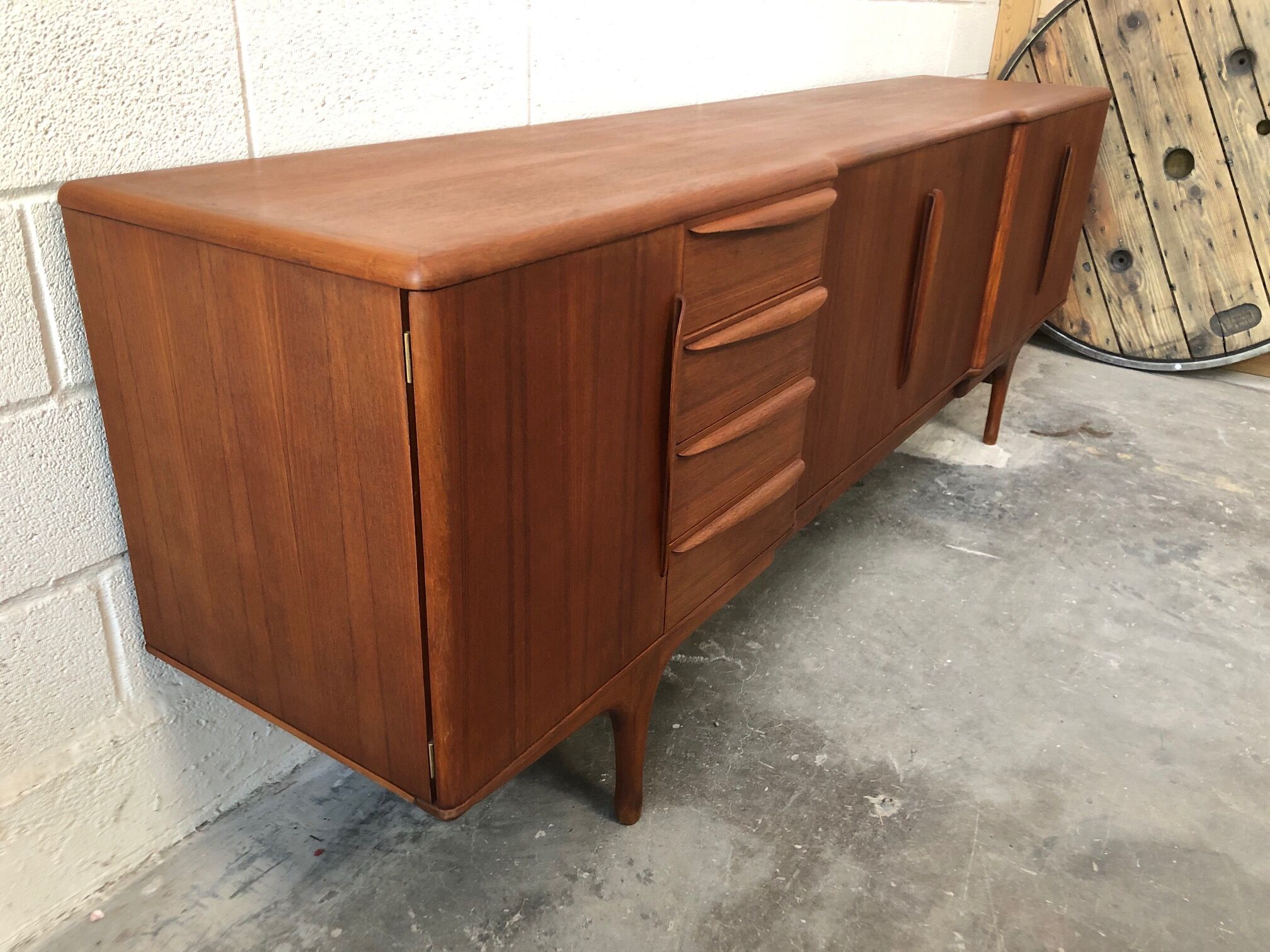 Teak enfilade stamped "TV furniture Paris"