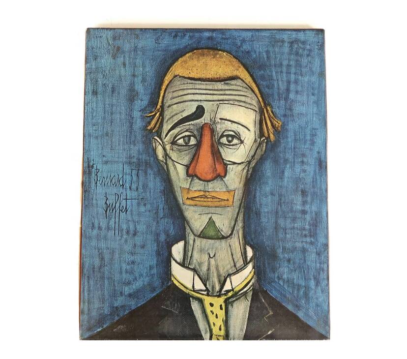 Reproduction of a painting "Clown's Head" by Bernard Buffet, 1950s