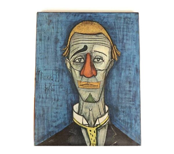 Tableau reproduction ''Tête de clown'' de Bernard Buffet, années 50