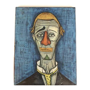 Reproduction of a painting "Clown's Head" by Bernard Buffet, 1950s