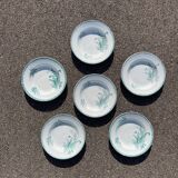 Set of 6 old Sainte Amandinoise earthenware plates with lily of the valley decor