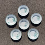 Set of 6 old Sainte Amandinoise earthenware plates with lily of the valley decor