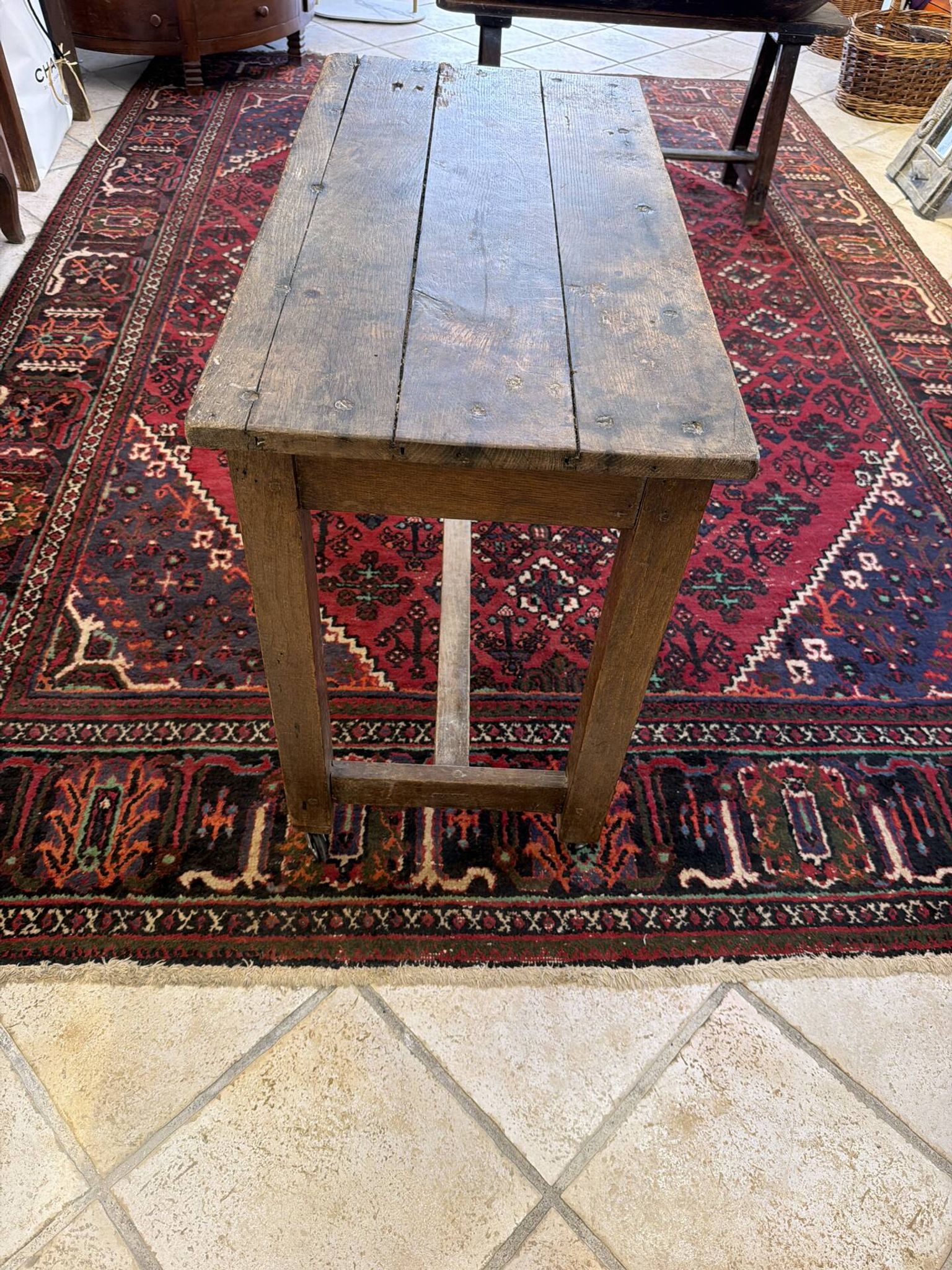 Small antique farmhouse table in solid wood – Authentic patina
