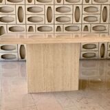 Medium length travertine dining table