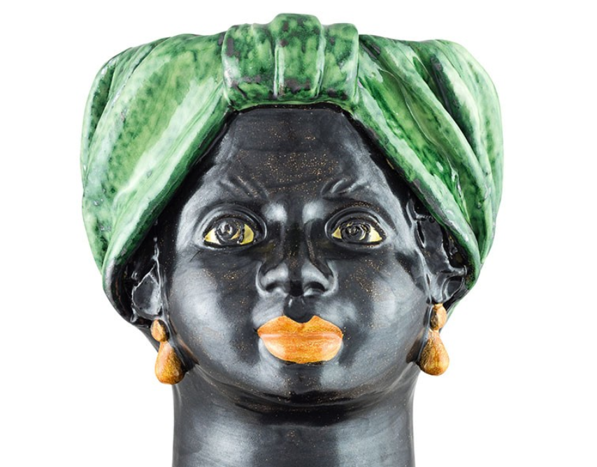 Medium-green woman head vase