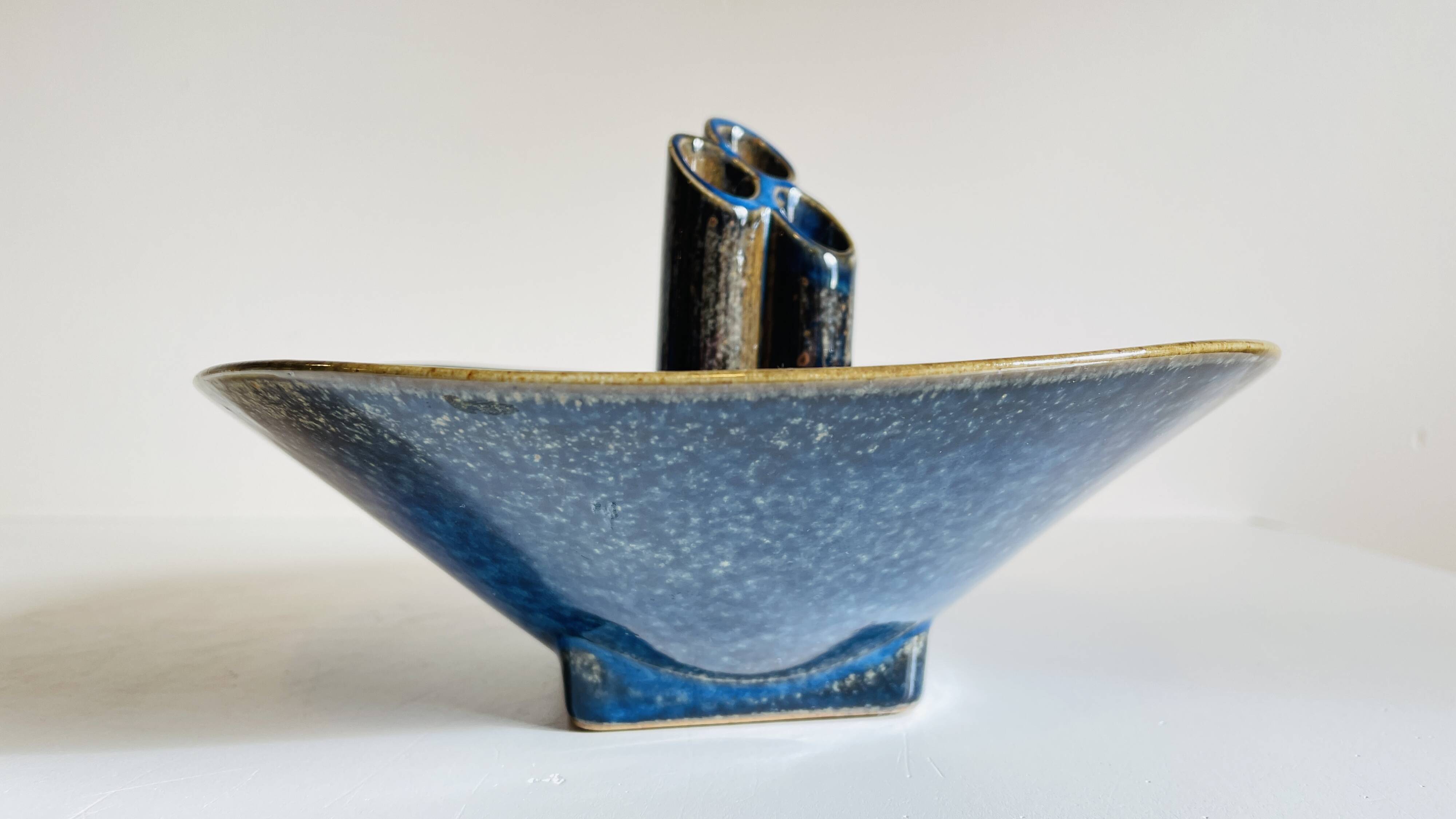 Vase céramique bleue vintage