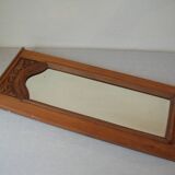 Ancien miroir glace en verre biseauté cadre en bois sculpté 58 cm déco rétro