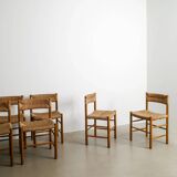 Set of Six Wooden Dining Dordogne Chairs by Charlotte Perriand, 1960s